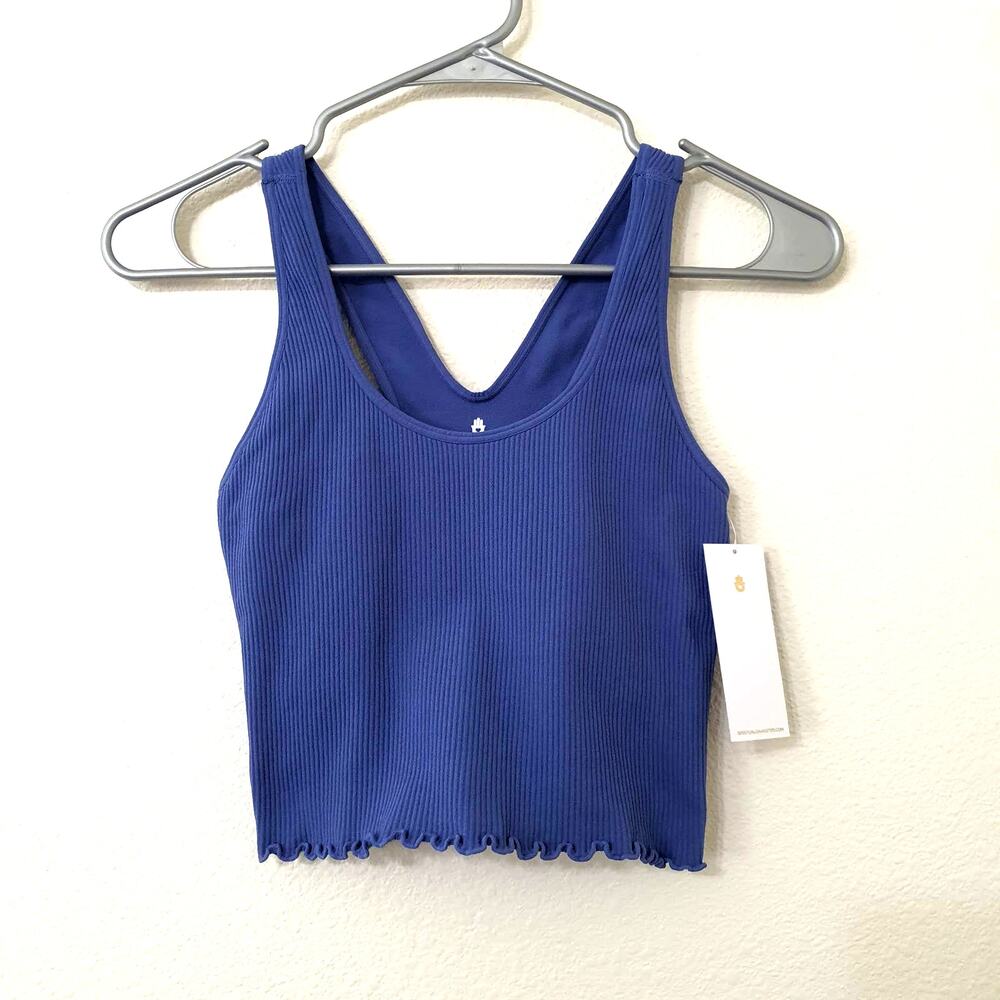 Spiritual Gangster Blue Sleeveless Amor Crop Tank Women's Size Medium